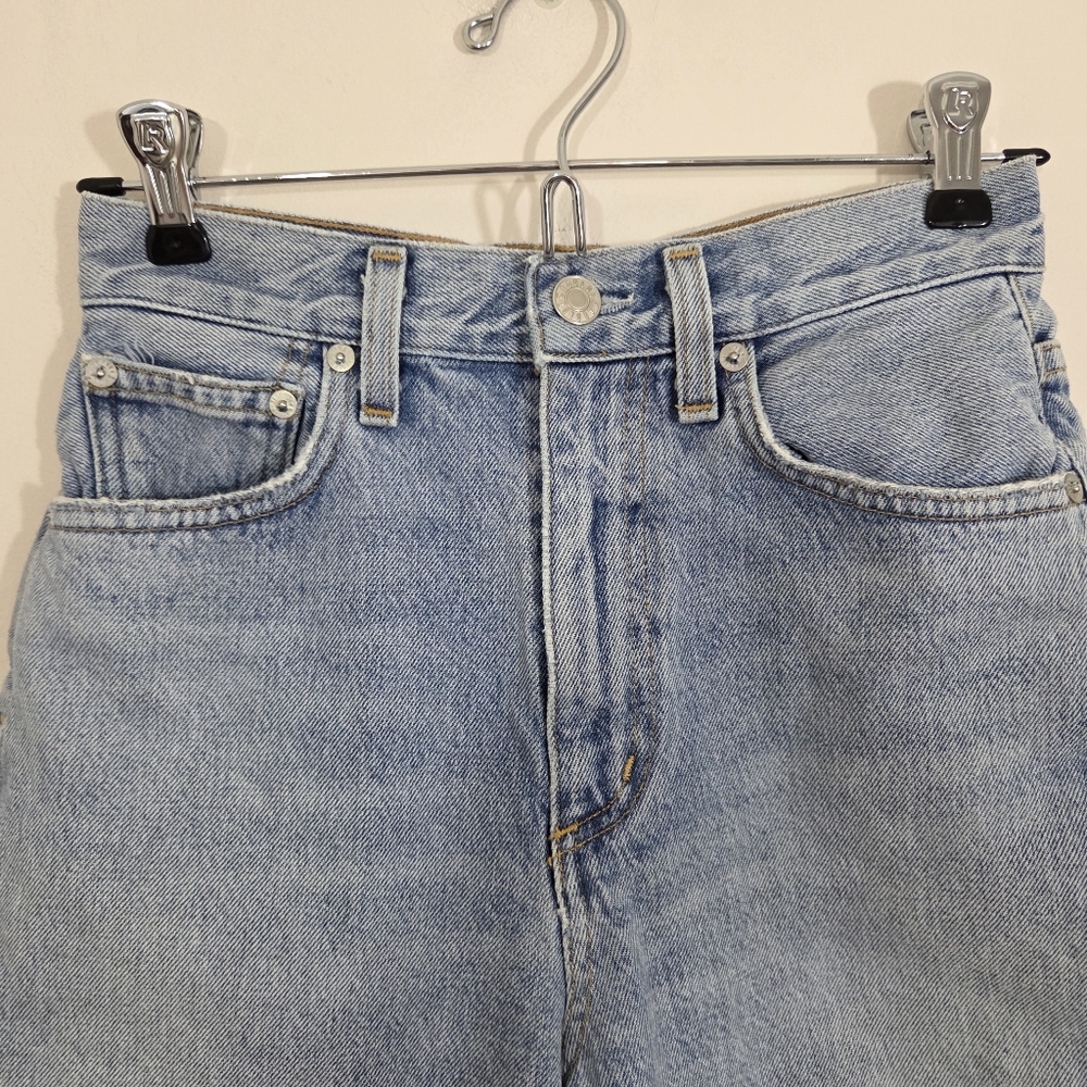 Agolde Lennox Culotte High Rise Denim Shorts Size 23 Casual Boho Blue Wave Jort - Picture 4 of 9